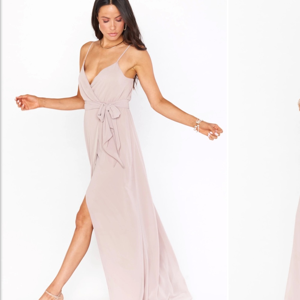 Show Me Your Mumu Liz Mazi Dress in soft beige chiffon
